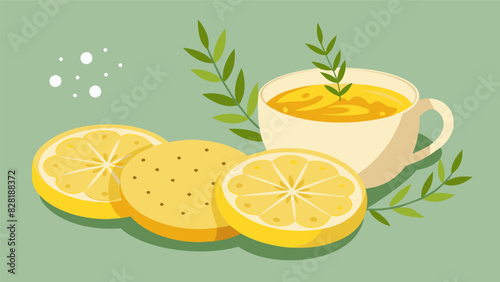 Light and airy lemon and thyme shortbread cookies a perfect pairing with a cup of freshly brewed herbal tea.. Vector illustration