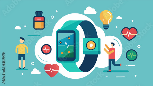 Keep track of your daily steps and physical activity as well as your mental wellbeing all in one place with your fitness tracker.. Vector illustration