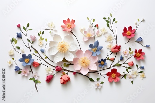 Colorful flowers on white background
