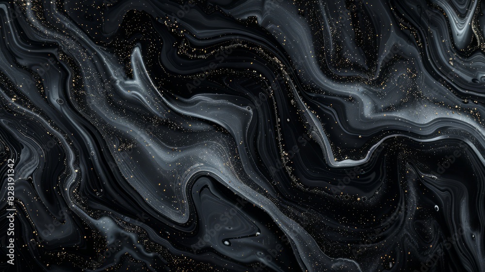 Obraz premium black fluid art marbling paint textured background