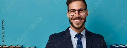 Ambitious Young Attorney Focused on Legal Career Portrait with Color Background