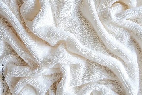 Close up white towel texture background