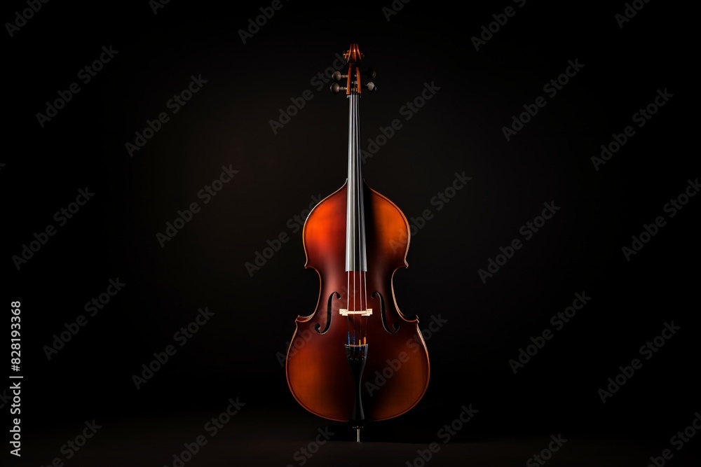 Double bass on black. Contrabass classical music instrument. Close up cello Double bass on black. Contrabass classical music instrument. Close up cello