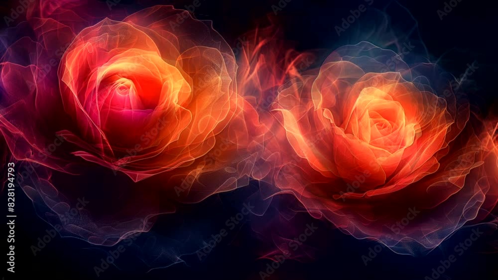Abstract watercolor in the shape of blooming roses. Looping time-lapse animation background Abstract watercolor in the shape of blooming roses. Looping time-lapse animation background