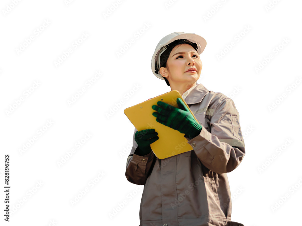 Portrait of a female worker holding clipboard Portrait of a female worker holding clipboard