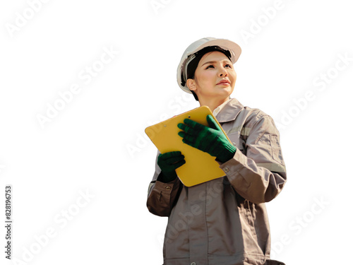 Obraz na płótnie Portrait of a female worker holding clipboard w salonie