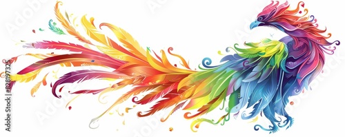 Colorful Phoenix Vector Illustration on White Background © Punn