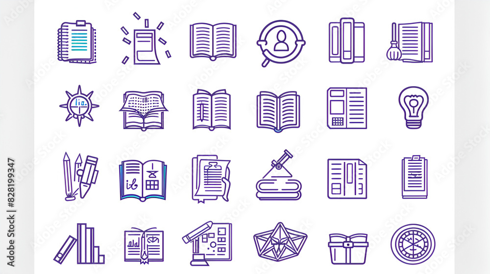 Library line icons ,generative ai Library line icons ,generative ai