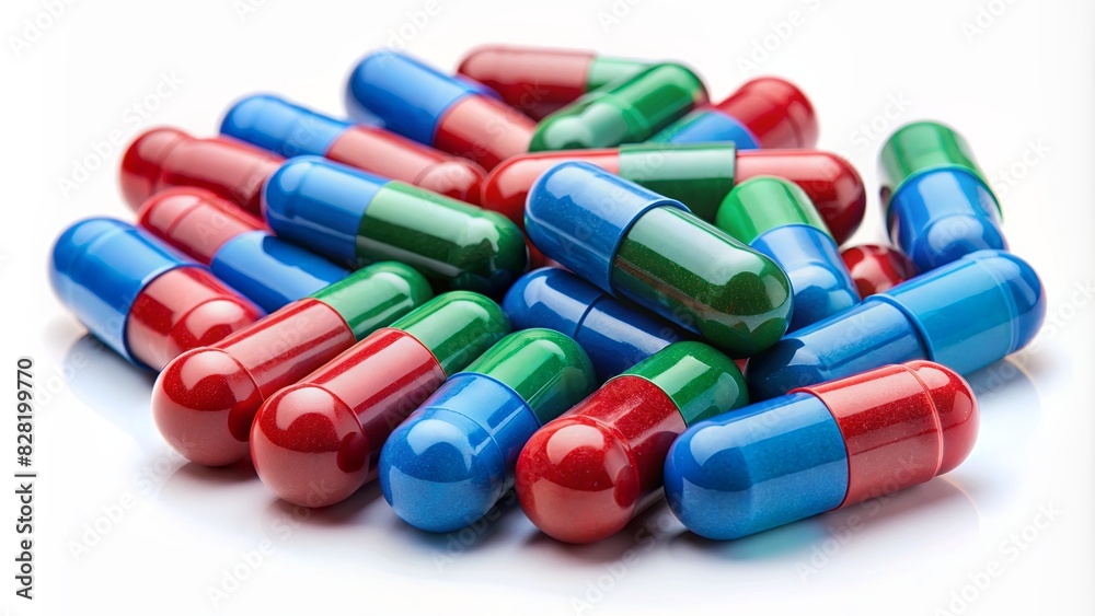 Colorful pharmaceutical capsules, medicine, healthcare Colorful pharmaceutical capsules, medicine, healthcare