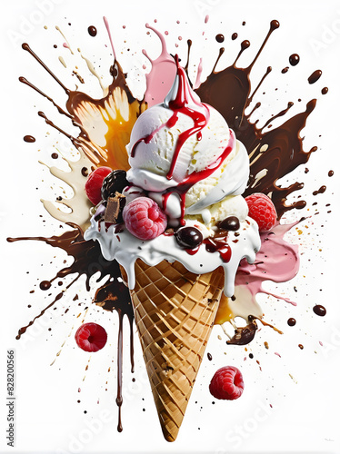 ice cream in a cone isolated on white background