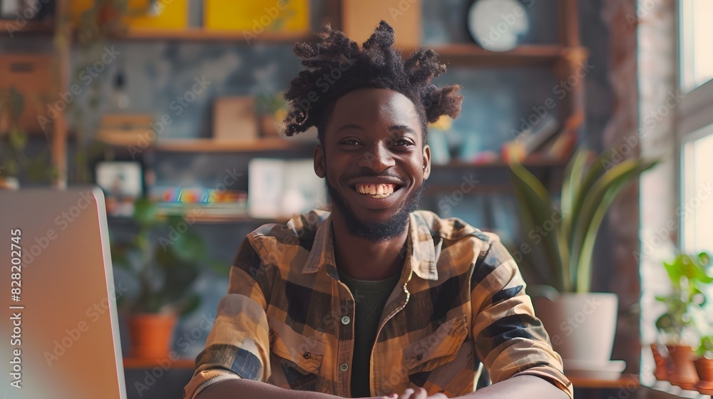 Young Graphic Designer Thriving in a Colorful and Inspiring Workspace Young Graphic Designer Thriving in a Colorful and Inspiring Workspace