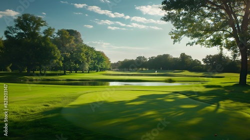 green grass on huge golf fields in summer day