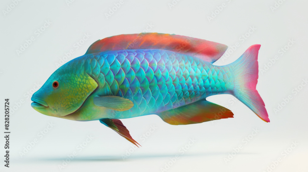 Colorful parrot fish captured in a dynamic pose, showcasing a spectrum of vibrant hues and detailed scales. Colorful parrot fish captured in a dynamic pose, showcasing a spectrum of vibrant hues and detailed scales.
