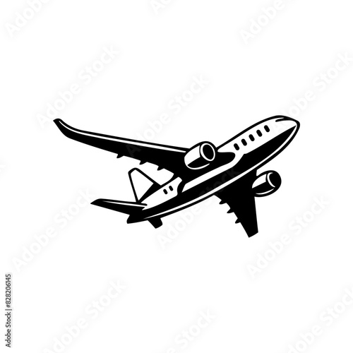 Vector silhouette of an airplane taking off. simple design