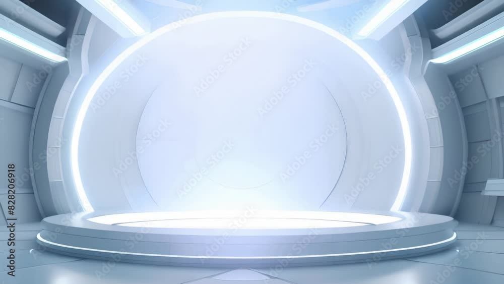 podium Futuristic showcase with platform for product displaying. Empty modern stage display. Seamless looping motion design. Video animation Ultra HD 4K 3840x2160
