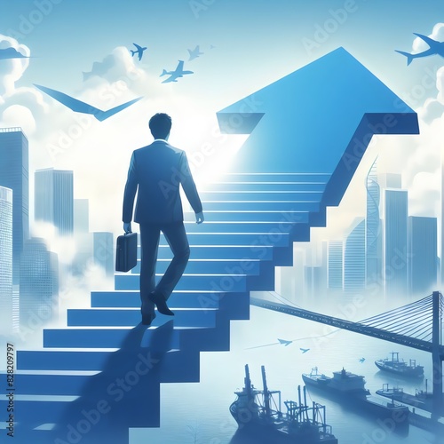 A professional business graph with arrow and finance illustration 