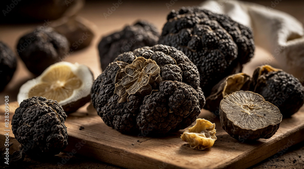 black winter truffle to the gourmet kitchen. Highlight the truffle's unique texture black winter truffle to the gourmet kitchen. Highlight the truffle's unique texture