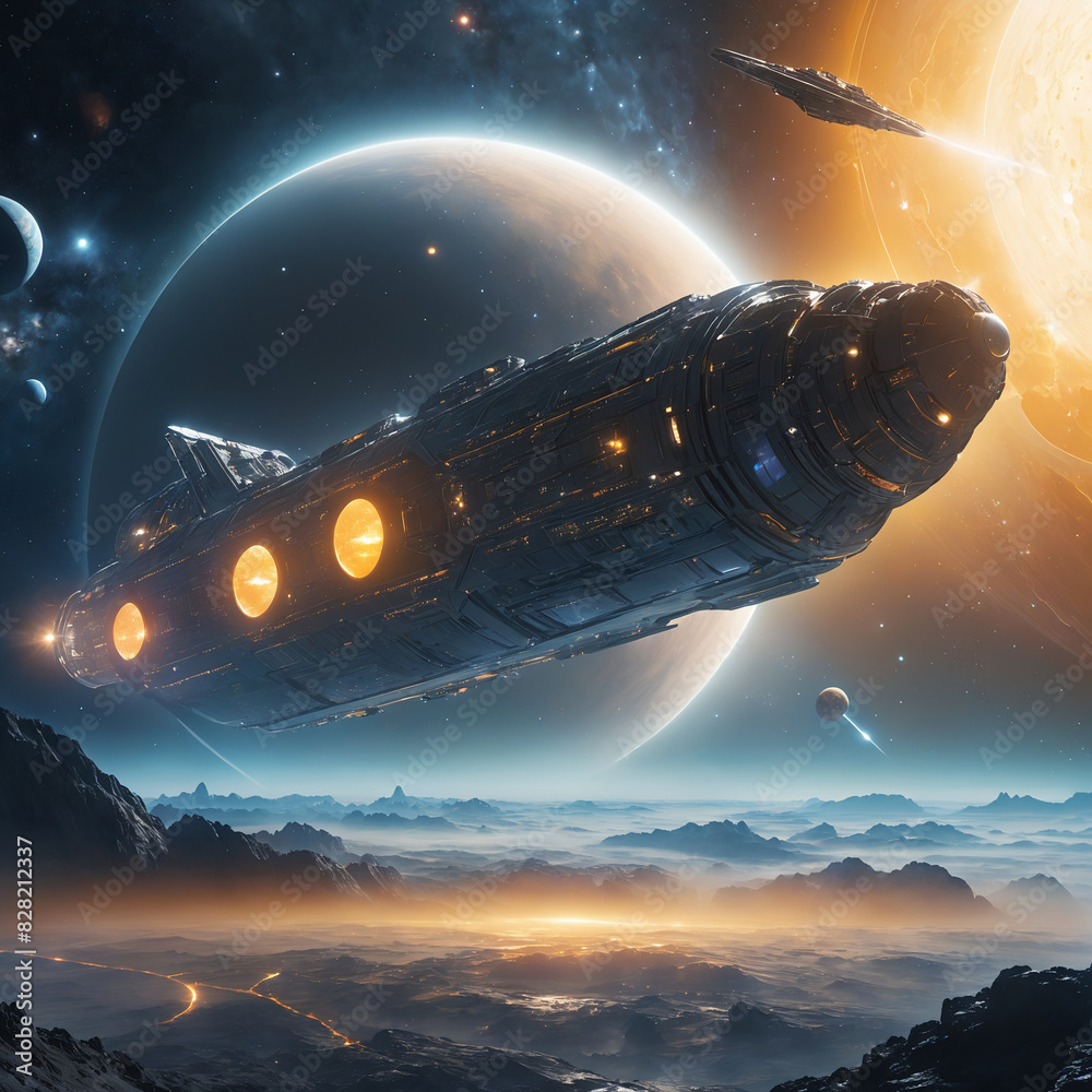 Fototapeta premium spaceship and space
