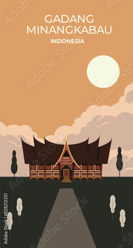 Traditional house gadang Minangkabau ini Indonesia photo