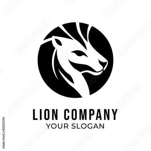 Lion head silhouette logo template isolated on white background
