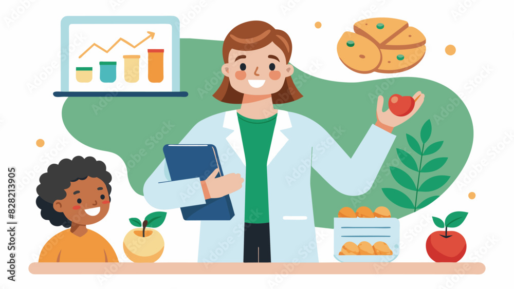 The workshop instructor a nutritionist enthusiastically explaining the benefits of homemade healthy snacks and how they can boost energy and improve. Vector illustration The workshop instructor a nutritionist enthusiastically explaining the benefits of homemade healthy snacks and how they can boost energy and improve. Vector illustration