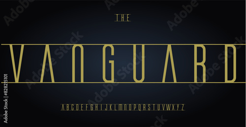 Elegant sophisticated typeface, refined minimalist geometric letters for high-end branding, stylish premium logo, exclusive magazine and book title, tall and slim typographic style. Vector typeset