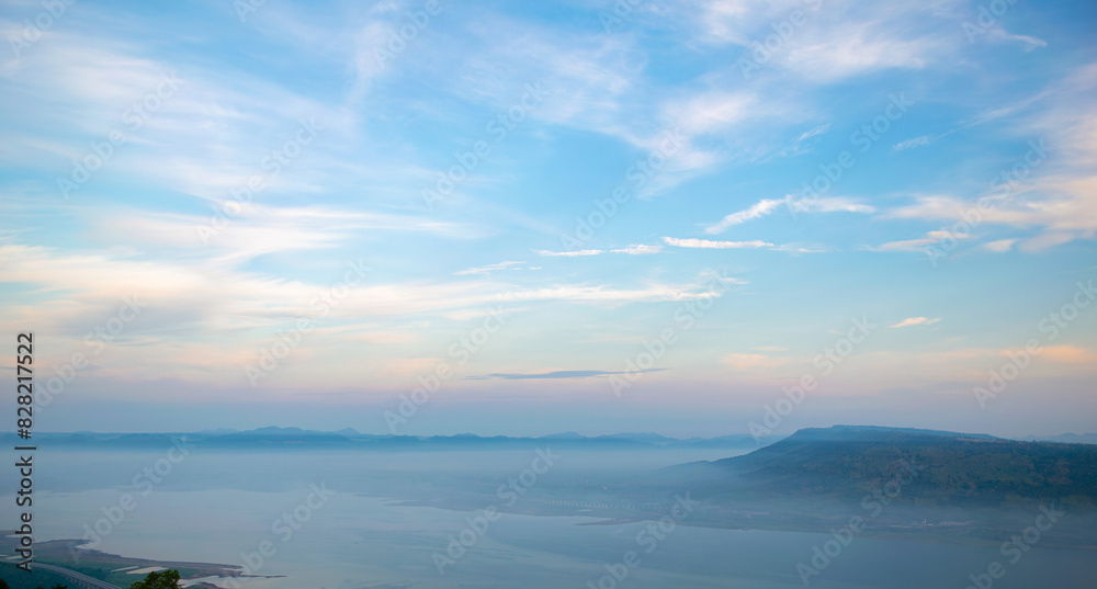 Fototapeta premium Nature, sky, mountain view and beautiful fog.