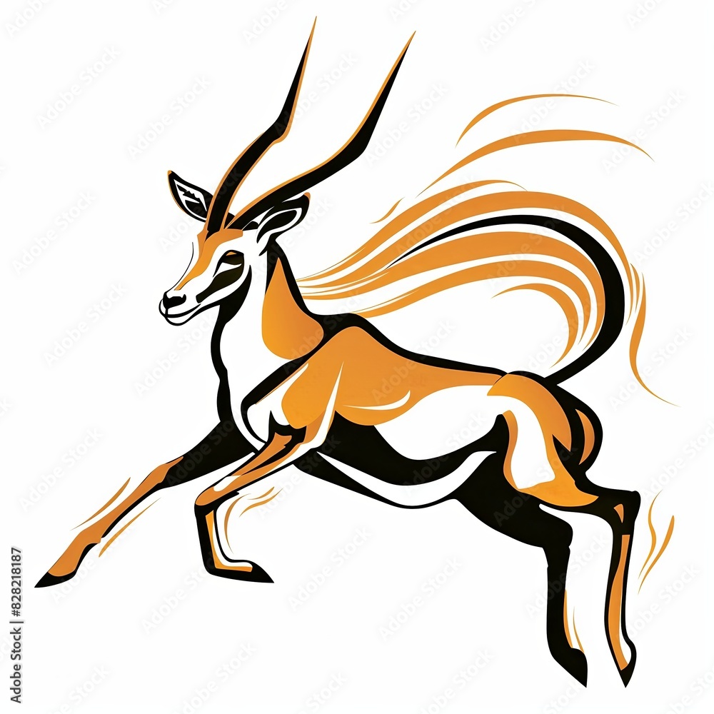 Obraz premium Elegant gazelle leaping gracefully vector white