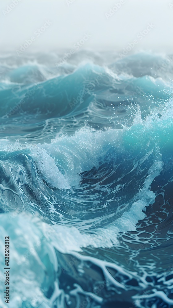 Fototapeta premium Mesmerizing Aquatic Vistas:Captivating Blue and Teal Tones in Hypnotic Water Wave Abstractions
