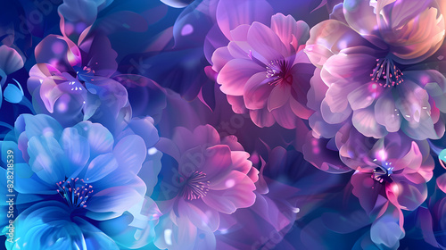 Beautiful flower son a clean abstract pink blue pastel night photo floral design background banner. beautiful. 