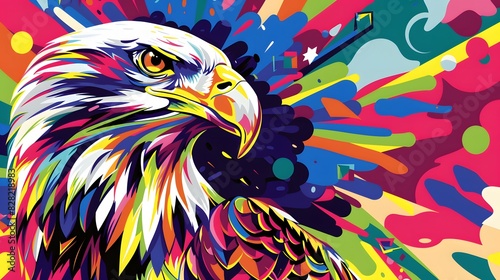 Wallpaper Mural American focus eagle minimal American flag watercolor Torontodigital.ca