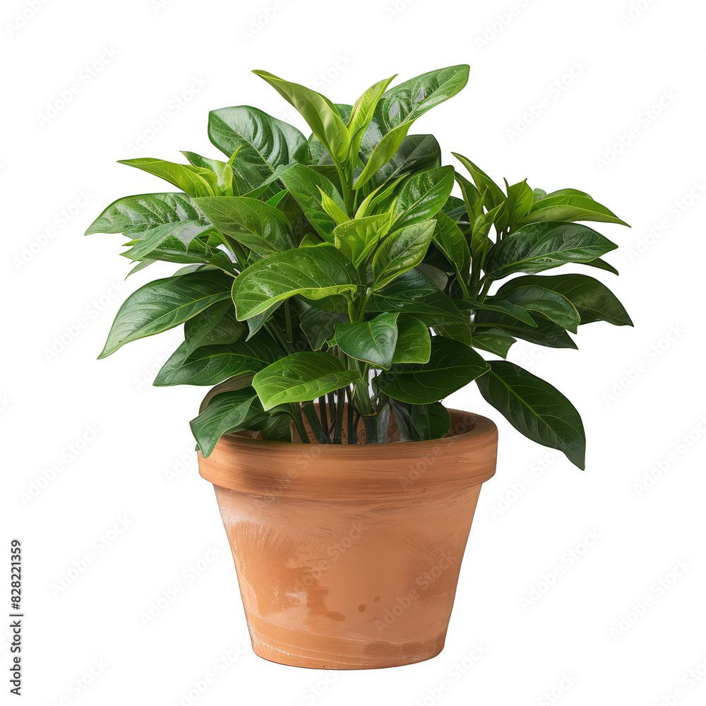 Obraz premium Lone potted plant in front of white background. Botanical decor concept