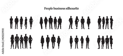 Illustration vector set of business peoples silhouette art style.