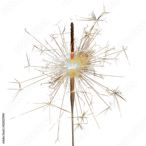 A sparkler is lit and the fire is spreading