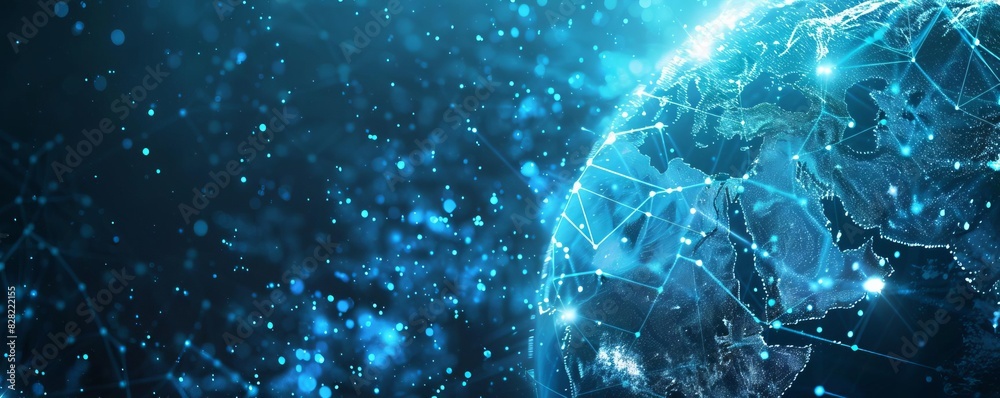 A digital art piece showcasing the beauty of global networking in shades of blue A digital art piece showcasing the beauty of global networking in shades of blue