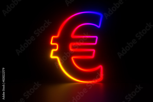 neon symbol euro on dark ba...