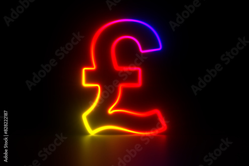 neon symbol British pound o...