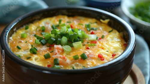 Steamed egg with imitation crab and scallions