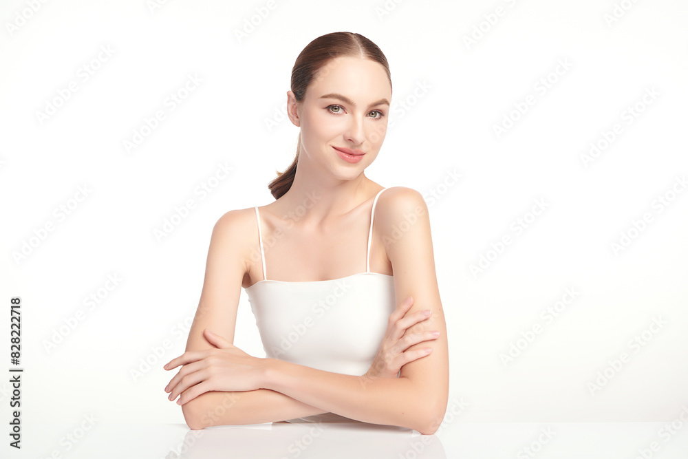 Beautiful young woman with clean fresh skin on white background, Face care, Facial treatment, Cosmetology, beauty and spa, women portrait. Beautiful young woman with clean fresh skin on white background, Face care, Facial treatment, Cosmetology, beauty and spa, women portrait.