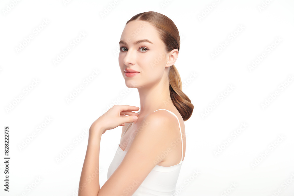 Beautiful young woman with clean fresh skin on white background, Face care, Facial treatment, Cosmetology, beauty and spa, women portrait. Beautiful young woman with clean fresh skin on white background, Face care, Facial treatment, Cosmetology, beauty and spa, women portrait.