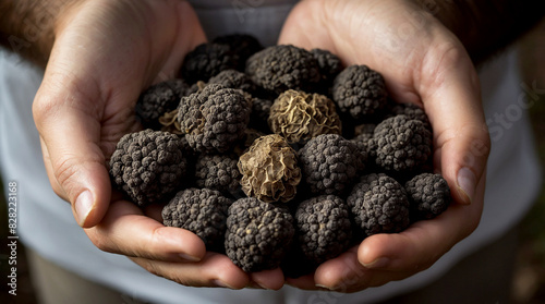 black winter truffle to the gourmet kitchen. Highlight the truffle's unique texture photo