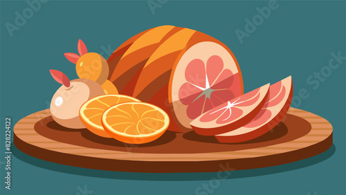 Indulge in slices of ovenroasted turkey prosciutto and juicy gs all beautifully arranged on a rustic platter.. Vector illustration