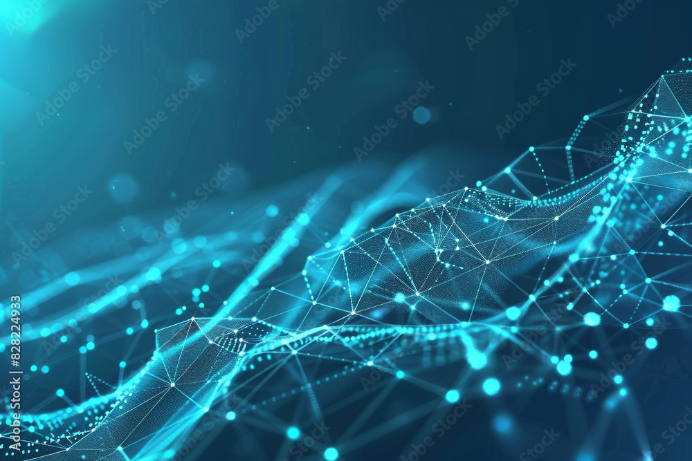 Obraz premium Futuristic networking vector in cerulean blue illustrates efficient digital networks.