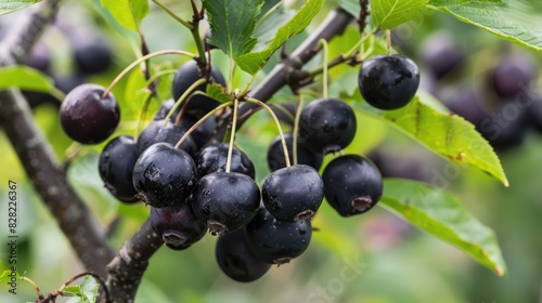 Viking variety of black chokeberry fruits