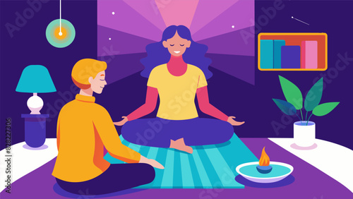 Colors seem to become more vibrant and the room feels brighter as the clients energy becomes balanced and aligned during the Reiki session.. Vector illustration