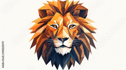 Geometric lion head illustration with vibrant colors and angular shapes, perfect for modern design projects and animal-themed artworks.
