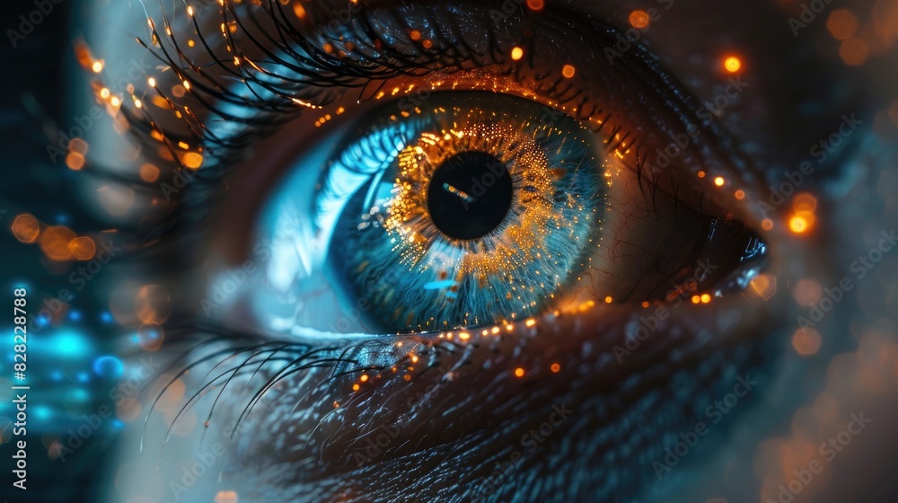 A high-tech biometric security system scanning a person's retina or fingerprint, illustrating advanced financial security measures A high-tech biometric security system scanning a person's retina or fingerprint, illustrating advanced financial security measures