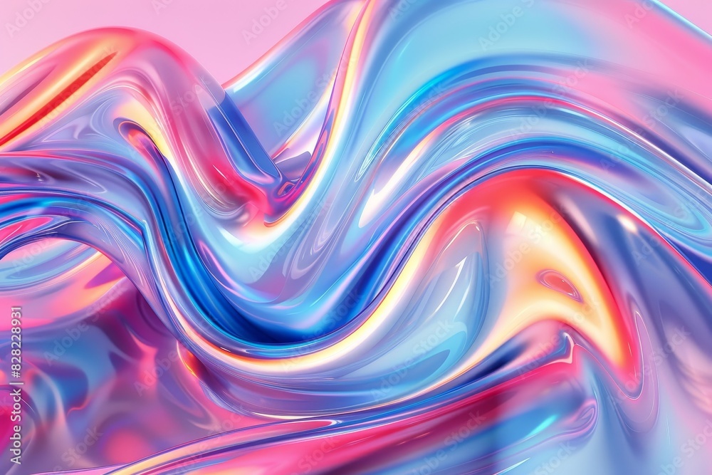 A colorful, flowing piece of fabric with a metallic sheen A colorful, flowing piece of fabric with a metallic sheen
