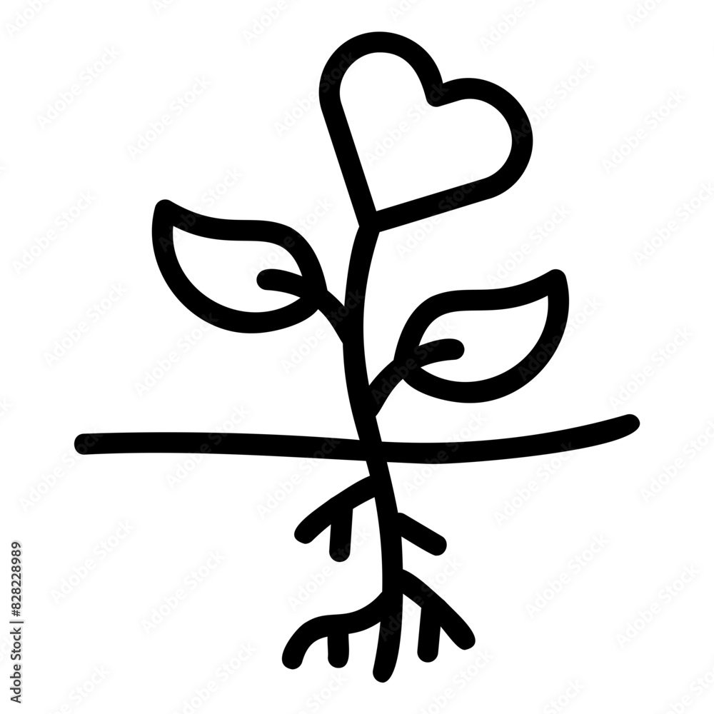 Rose with Heart Outline Icon for Web Page, Mobile App, UI, UX Design Rose with Heart Outline Icon for Web Page, Mobile App, UI, UX Design