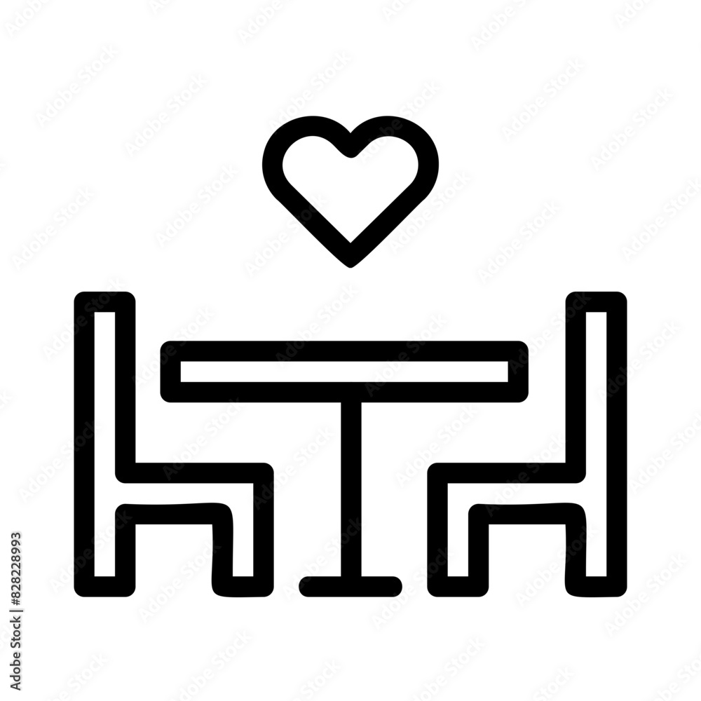 Couple at Table with Heart Outline Icon for Web Page, Mobile App, UI, UX Design Couple at Table with Heart Outline Icon for Web Page, Mobile App, UI, UX Design